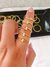 Anel dois ponto de luz cristal, banhado a ouro 18K.