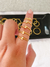 Anel dois ponto de luz cristal, banhado a ouro 18K. - loja online