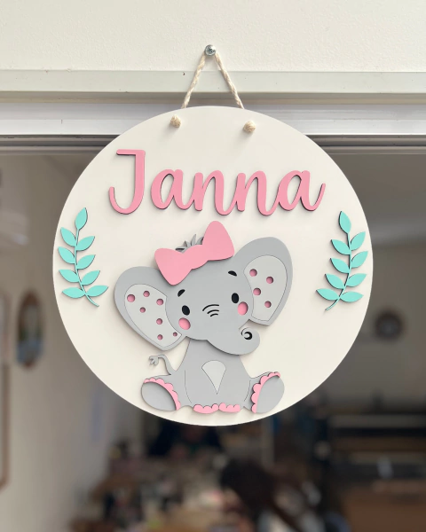 Cartel Elefante Bebé con moño - comprar online