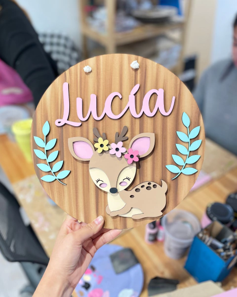 Cartel Ciervo bebé sin banderín laurel verde agua - comprar online