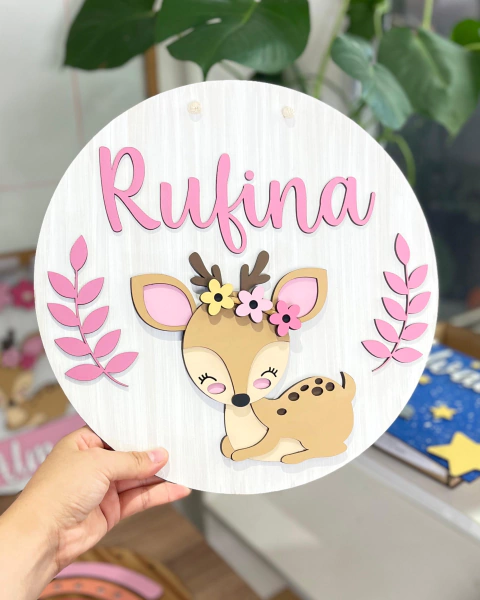 Cartel Ciervo bebé Blanco veteado sin banderín - comprar online