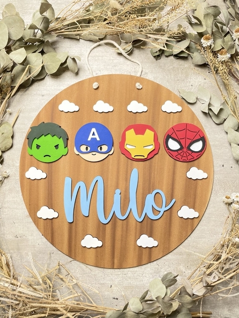 Cartel Super Héroes con nubes - comprar online