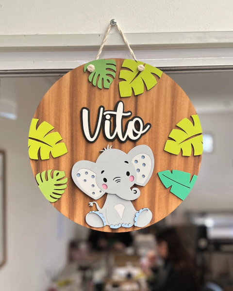 Cartel Elefante bebé con hojas - comprar online