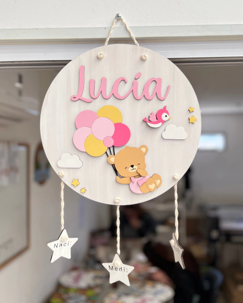 Cartel Osita con globos volando Naci Medi Pese - comprar online