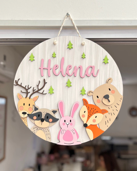 Cartel Bosque Nórdico en tonos rosas - comprar online