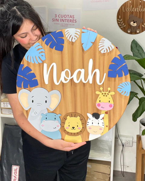 Cartel Selva bebé de 55cm en tonos azules - comprar online