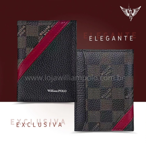 CARTEIRA MASCULINA SLIM WILLIAM POLO EM COURO MODELO VITON