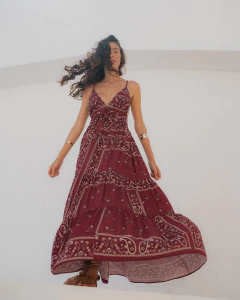 Vestido Luau Bandana Bordô - Marahu