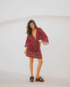 Vestido Maré Curto Bandana Bordô - comprar online