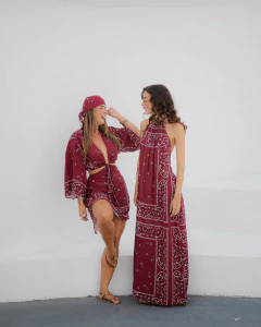 Vestido Maré Curto Bandana Bordô