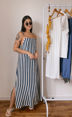 Vestido Gal Listras Marinho - loja online