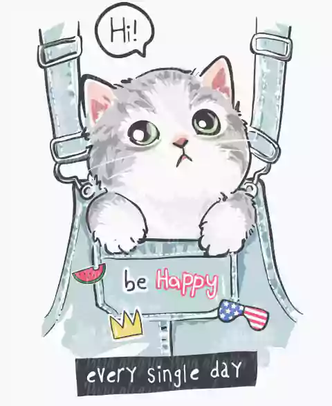 Estampas Every single day gato, niñ@s