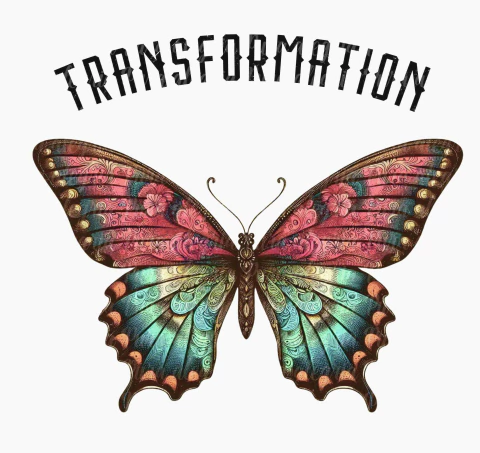 Estampa Mariposa flores, transformación
