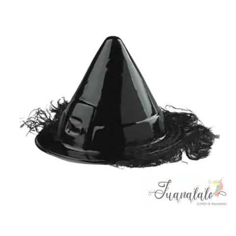 Sombrero Bruja Plastico Negro c/Pelo