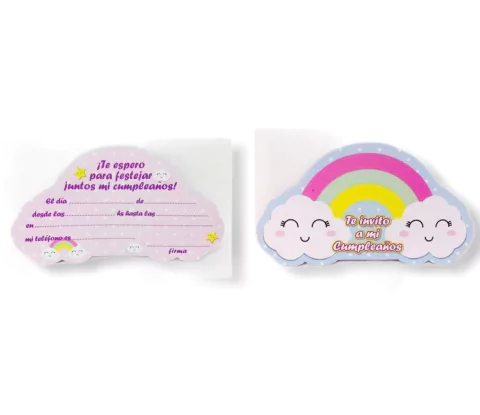 Invitaciones Estrella Nube y Arcoiris x 10 u.