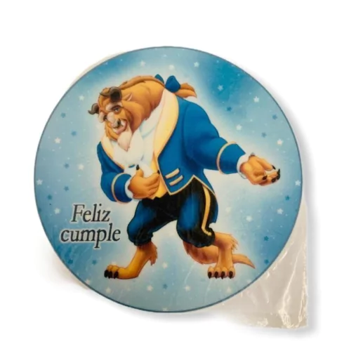 Plancha comestible La Bella y la Bestia redonda x 1 u.