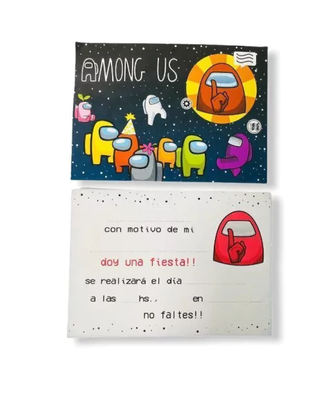 Invitaciones Among us x 10 u.