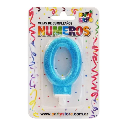 Vela Número Brillitos Glitter Celeste