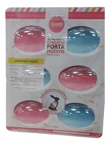 Set Placas 2 Moldes Huevos Y Porta Huevos Conejitos Pascuas