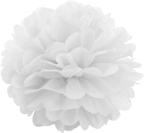 Guirnalda Pompon Papel Seda Blanco 30 Cm Deco Cotillon