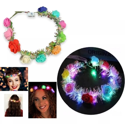 Vinchas Flores Led Luminosas Cotillon Tiara Corona X 10 U.