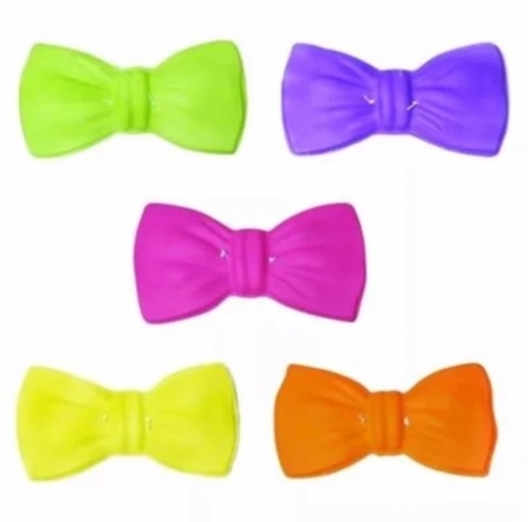 Moños Plastico Fluo Cotillon Carioca Fiestas Surtidos X 12