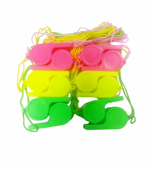 Silbato Fluo X 12 U Colores Surtidos Cotillon Carioca
