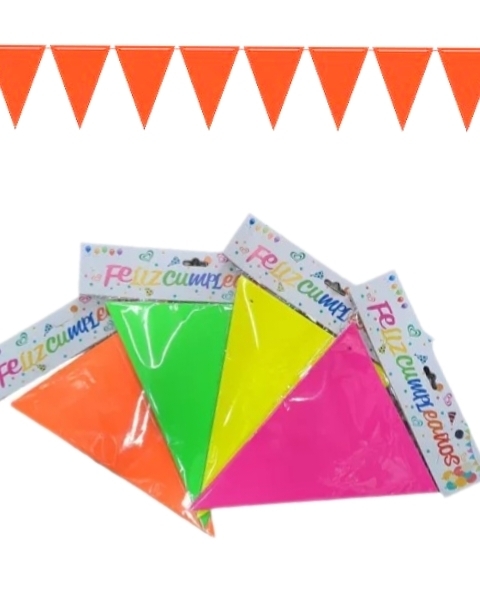 Banderin Triangular Fluo Neon Guirnalda Cotillon - comprar online