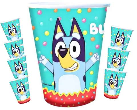 Vasos Polipapel Bluey X 8 Unidades Cotillon Personaje