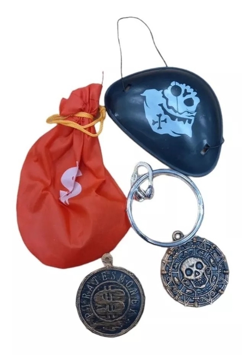 Set Pirata Blister Regalo Parche Bolsita Monedas Aro cotillon cod. 1933