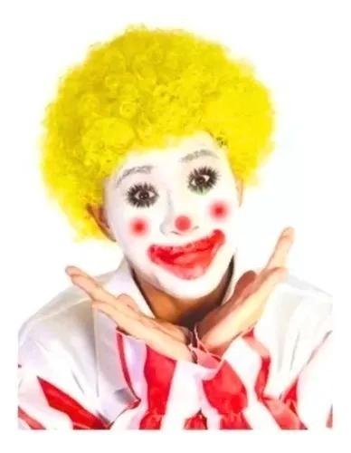 Peluca payaso afro amarillo rulos x 1 u. - comprar online