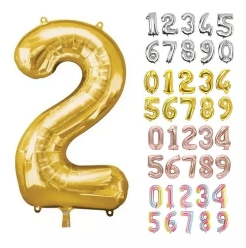 Globo Número metalizado 40cm 16p x 1u