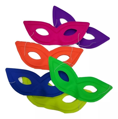 Antifaz Neon Fluo X 12 U. Cotillon Carnaval Carioca