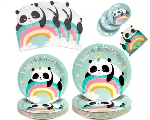 Set Tematica Panda Oso Cumple Platos y sevilletas