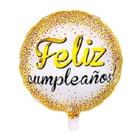 Globo Metalizado "Feliz Cumpleaños" redondo 18 pulgadas