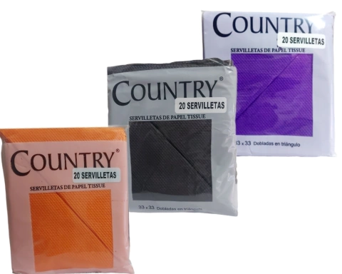 Servilletas Country Lisas Halloween Violeta Negra Naranja x 20 unidades