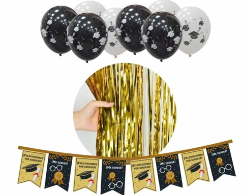 Combo Egresados Cotillon Globos Cortinas Decoracion Festejo
