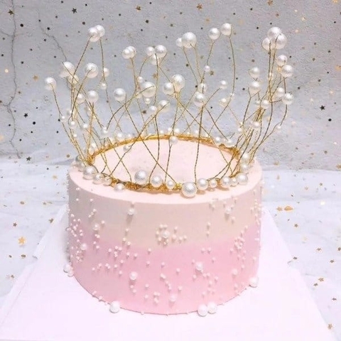 Cake Topper Corona Con Perlas Decoracion Torta Premium - comprar online