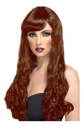 Peluca Ondulada Castaño Pelo Artificial 60 cm