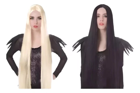Peluca Larga Lacia Morticia Bruja Vampireza Halloween XL - comprar online