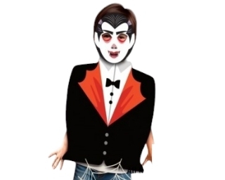 Set Halloween Pechera y Careta Eco Carton Esqueleto Dracula Momia