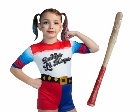 Disfraz Harley Quinn halloween Niña + Bate