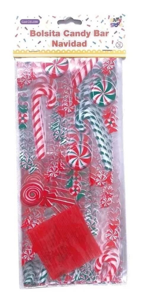 Bolsitas Celofan Navidad Transp. Cotillon X 20 U Candy Bar