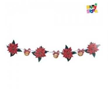 Banner Guirnalda Flor De Navidad Y Cascabel Decoración 250cm