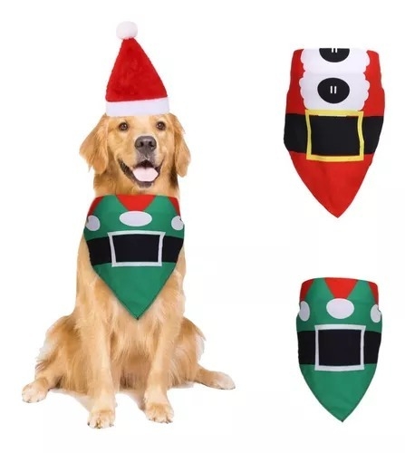 Set Mascota Gorro Papa Noel + Pañuelo Navidad Santa Clous