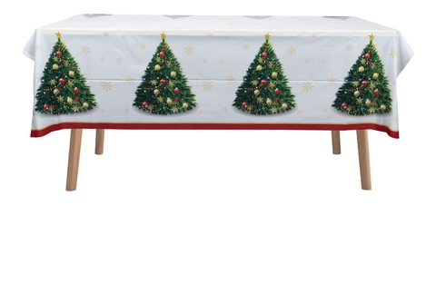 Mantel Navideño Rectangular Arbol Flor Navidad Plastico