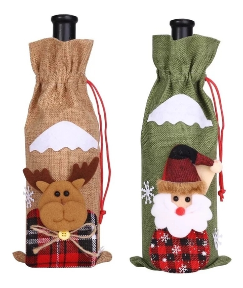 Funda Cubre Botella Navidad Decoracion Mesa Navideña Tela