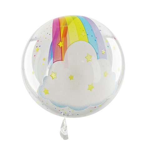 Globo Burbuja Arcoiris Cristal 45 Cm Transparente X 2 U.