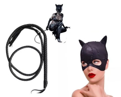 Kit Mascara + Latigo Largo Juguete Gatúbela Negro Cotillon - comprar online