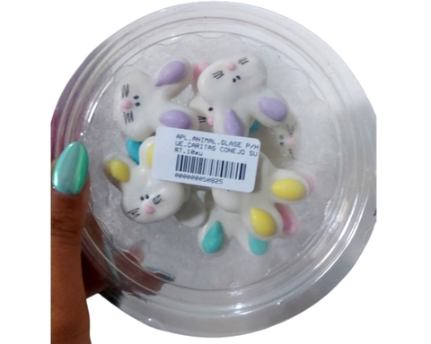 Pastillaje Aplique Cara de Conejo Pascua figura de azucar x 10 u. - comprar online